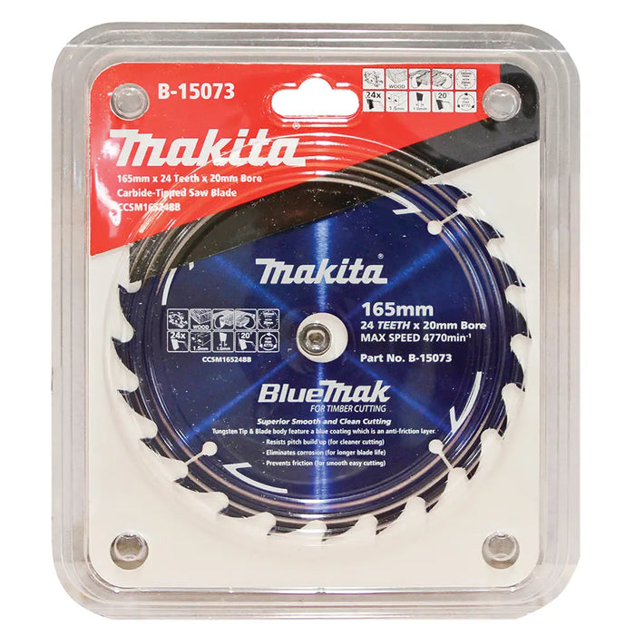 MAKITA 165mm 24T TCT Circular Saw Blade for Wood Cutting - Cordless Saws - BLUEMAK B15073