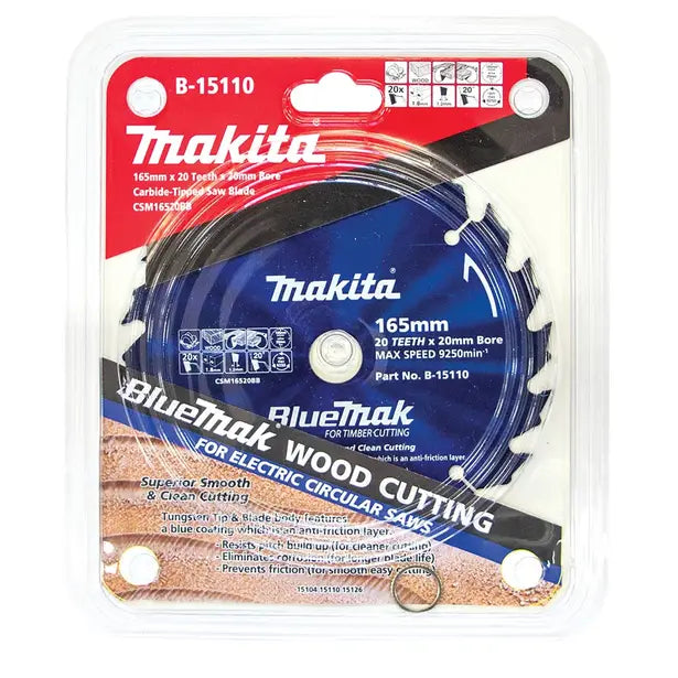 MAKITA 165mm 24T TCT Circular Saw Blade for Wood Cutting - BLUEMAK B-15110