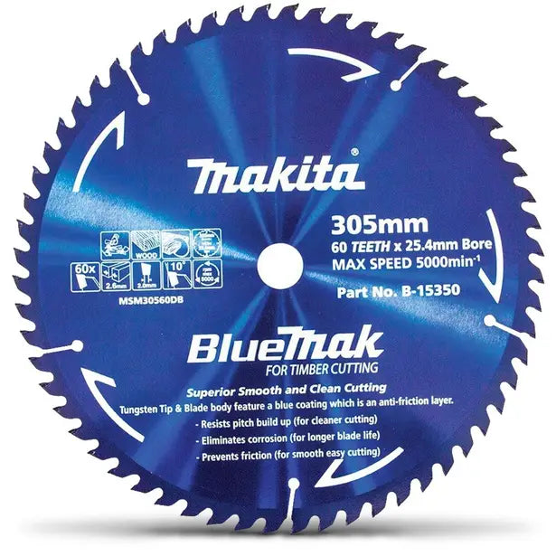 MAKITA 305mm 60T TCT Circular Saw Blade for Wood Cutting - Mitre Saws - BLUEMAK B15350